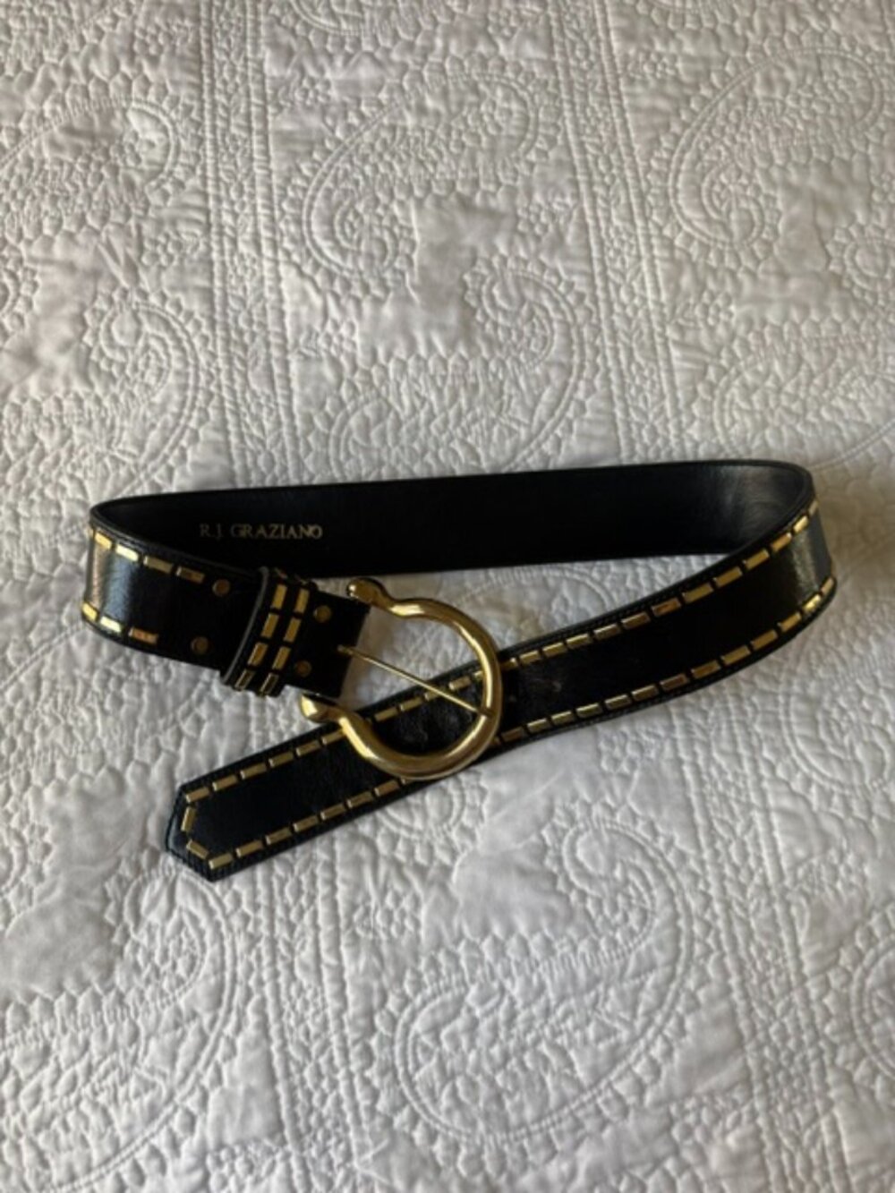 vintage r.j graziano black wide leather belt